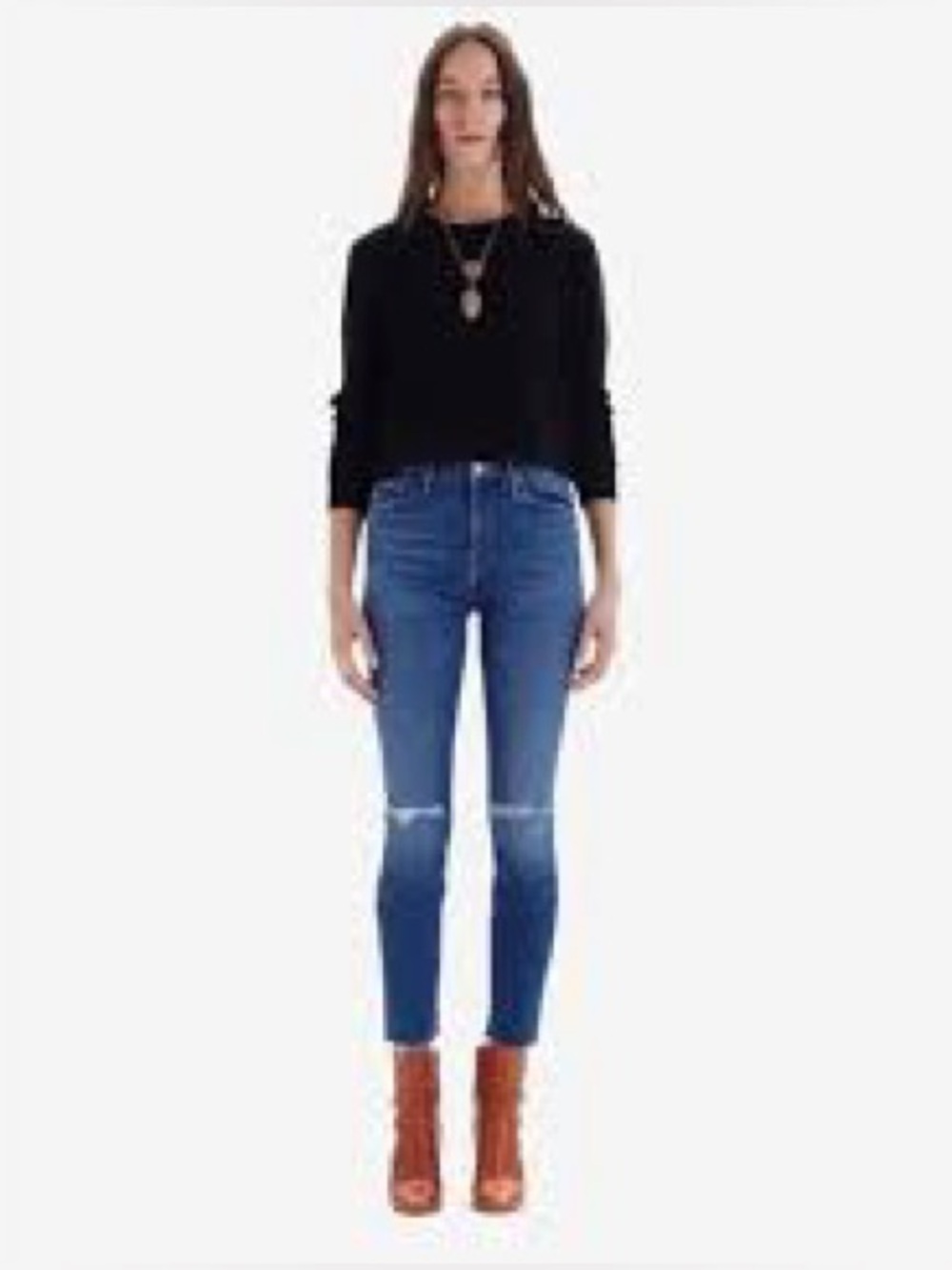 MOTHER The Looker Ankle Fray Distressed Size 29